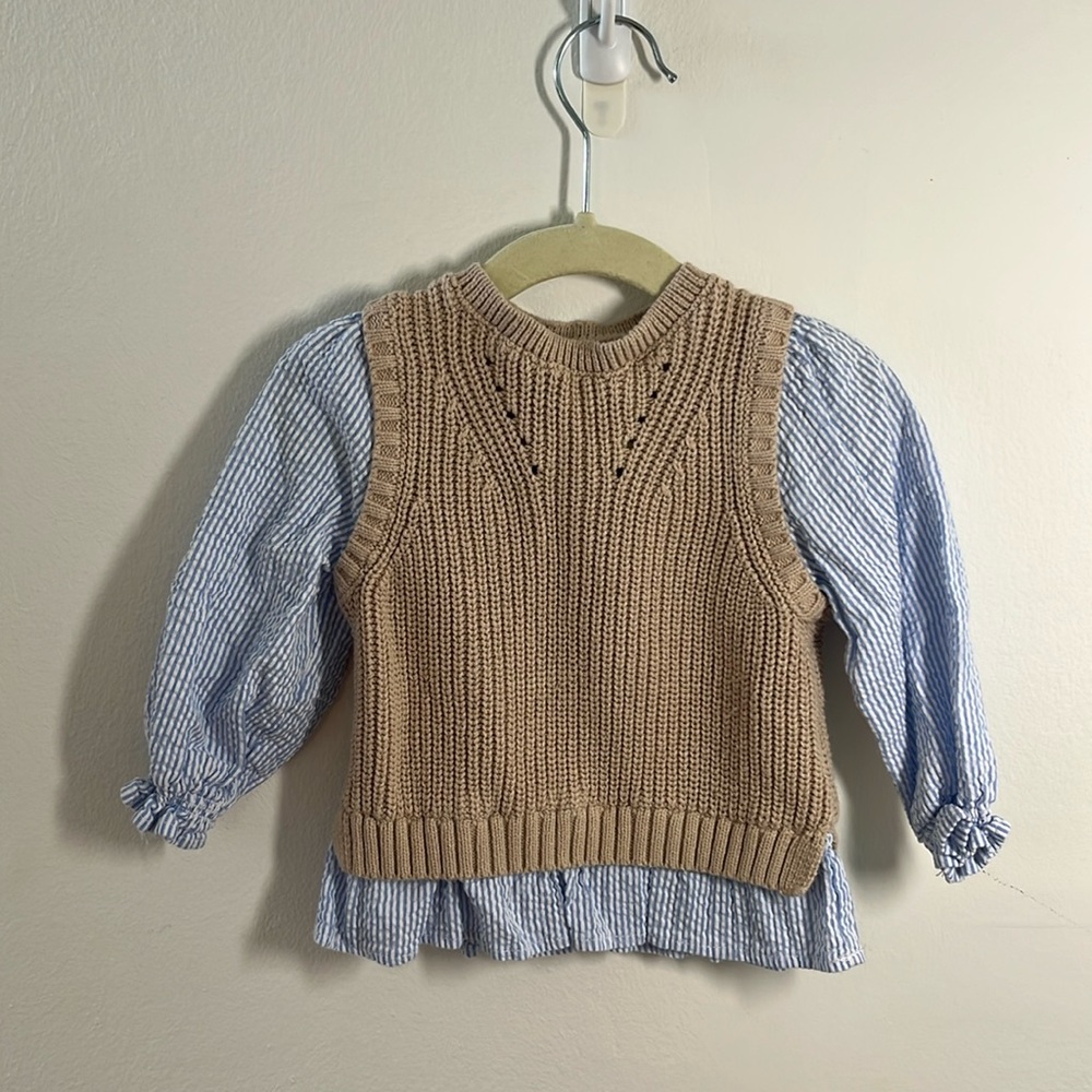 12-18m Zara long sleeve preppy shirt with sweater